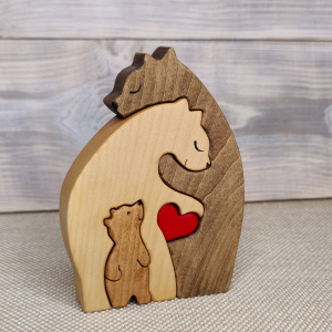 Новые три медведя с сердцем (тонировка) 13*18*2,5см