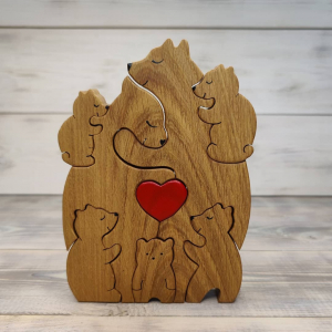Семья медведей с пятью малышами и сердечком 13*18*2,5см