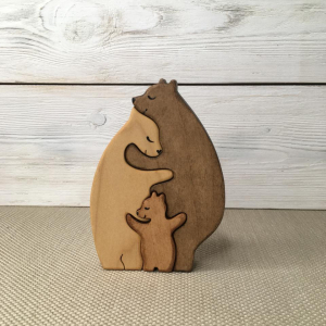 Три медведя 13*18*2,5 см, Клён, Тонировка